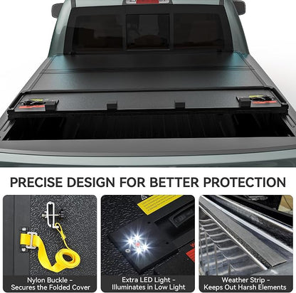 AUTOSAVER88 FRP Truck Bed Tonneau Cover Hard Tri-fold Fits for Ford F-150 F150 2015-2026 5.5ft Bed (Excl. Raptor Series)