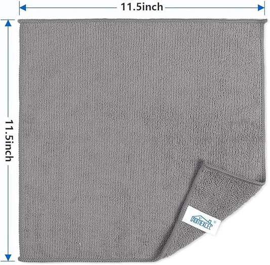 HOMEXCEL Grey Microfiber Cleaning Cloth 400 Pack, Microfiber Towel for Cars, Lint Free, Scratch-Free, Highly Absorbent, and Cleaning Rags for House, Window and Glass, Cars, TV Screen 11.5 X11.5 inch