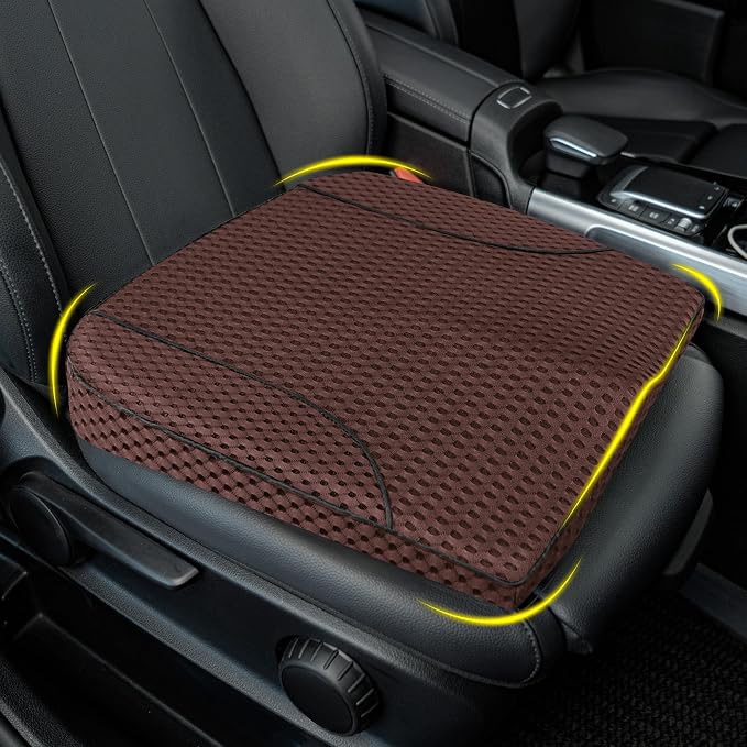 Lofty Aim Car Seat Cushion, Comfortable Memory Foam Seat Pillow for Driving, Sciatica-Back Pain Relief, Cushion for Car-Truck, Office, Wheelchair - Mesh Brown
