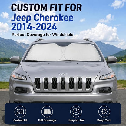 Custom Fit Windshield Sun Shade for Jeep Cherokee 2014-2024
