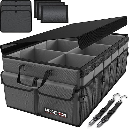 FORTEM Trunk Organizer For SUV Car Trunk Organizer, Foldable Storage, Car Accessories for Women Men, Collapsible Bag, 600D Oxford, Non Slip Bottom, Straps, Soft Cover (85L)