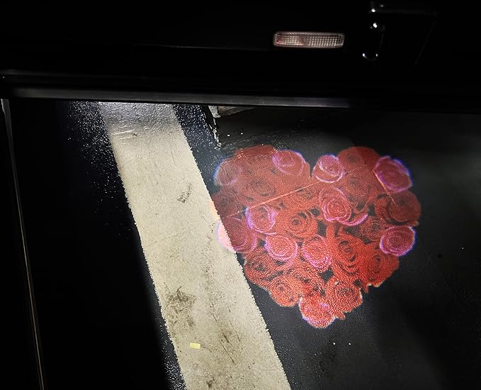 NewL 2 Pcs Led Car Door Welcome Light Flower Heart Shaped Roses Logo Symbol Projector Lights Ghost Shadow Light
