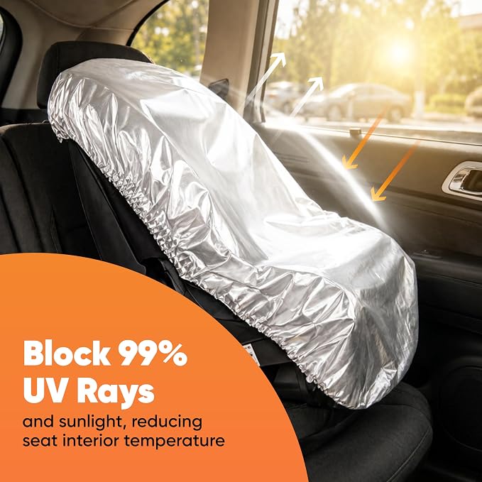 EcoNour Baby Car Seat Sun Shade Cover | Infant Carseat Heat Protector Keeps Toddler Seat at a Cool Temperature | Reflective car seat Sunshade Blocks Out Heat | Baby Travel Accessories