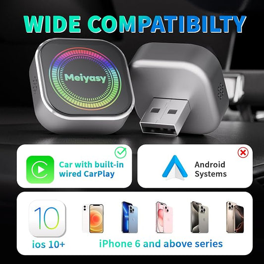 Wireless CarPlay Adapter for iPhone, Silvery | 2026 Upgraded, Compact Mini Metal Shell Design, Plug and Play, Fast and Stable Connection, Apple iOS & Android Compatible