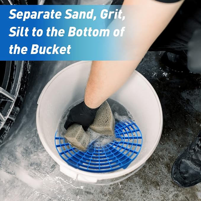 Tallew Car Wash Bucket Insert Grit Traps for Car Washing Detailing Kit Accessories Cleaning Tool Fits 12 Inch Diameter Bucket or 3-5 Gallon(Blue,4 Pieces)