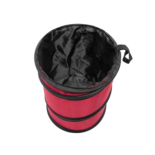 FH Group Automotive Waterproof Portable Collapsible Small Trash Can Garbage Container fits Most Cars,Waterproof,Polyethylene, SUVs, and Trucks Red
