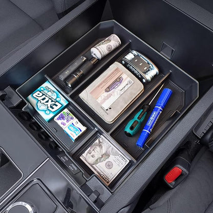 RUNROAD Center Console Organizer Tray Compatible with Toyota Tundra 2022 2023 2024 2025 2026 and Sequoia 2023-2026 Accessories, Insert Armrest Tray Secondary Storage Box Glove Compartment Organizer
