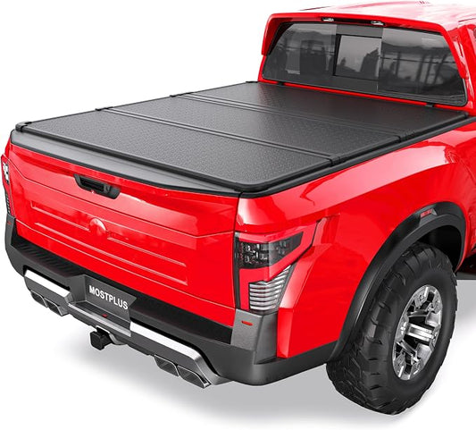 MOSTPLUS 5FT Tri-Fold Hard Truck Bed Tonneau Cover On Top Compatible for 2005-2025 2026 Nissan Frontier 3 Fold Aluminum Bed Cover 60Inch