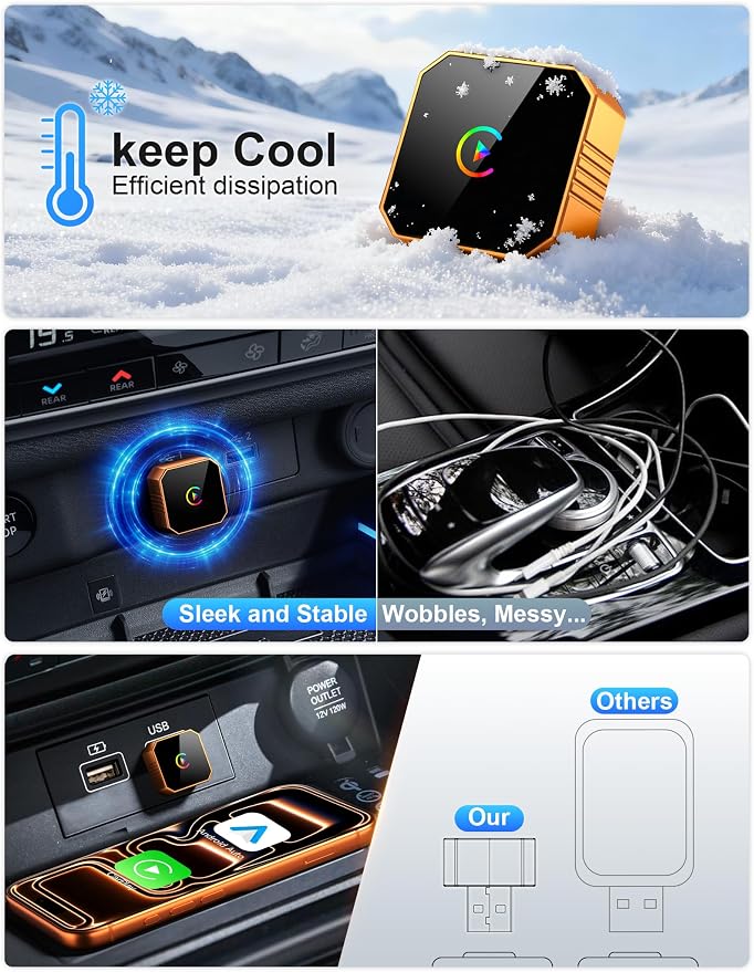 Wireless CarPlay Adapter for Apple Car Play Wireless Adapter, Android Auto Carplay Wireless Adapter, No Latency Bluetooth Carplay Adapter for iPhone iOS 10+ & Android 11+ & Car 2016+