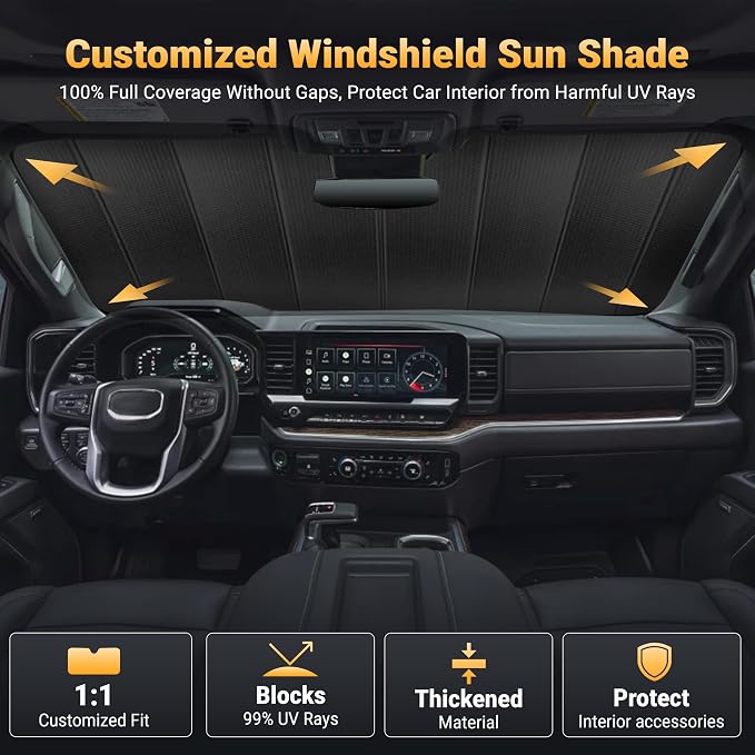 EcoNour Accordion Foldable Windshield Sun Shade Fit for Mazda CX_5 2017-2024 2025 2026 Sunshade, Front Car Window Shades Sun Visor, Blocks UV Rays & Heat, Car Accessories
