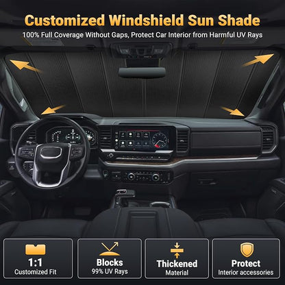 EcoNour Accordion Foldable Windshield Sun Shade Fit for Toyota Camry 2025-2024 2025 2026 Sunshade, Front Car Window Shades Sun Visor, Blocks UV Rays & Heat, Car Accessories