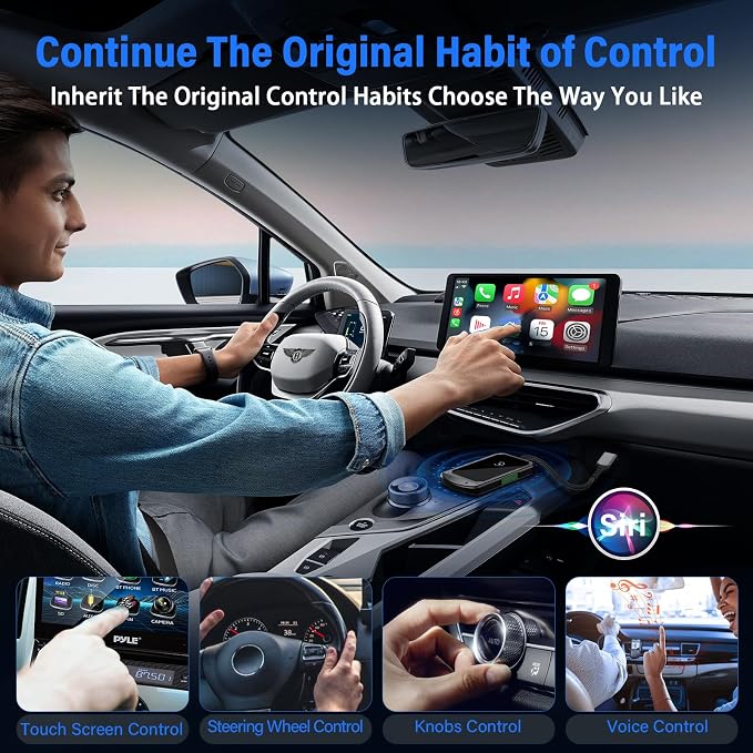 Wireless CarPlay Adapter for iPhone, Plug & Play Bluetooth & 5.8GHz Converter, Upgrades Wired to Wireless CarPlay, Auto-Reconnect, Compatible with iPhone iOS 10+ & Cars with Factory CarPlay 2016+
