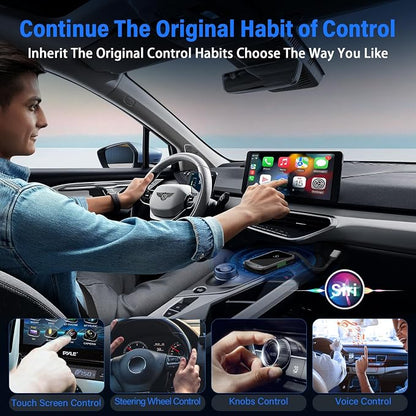 Wireless CarPlay Adapter for iPhone, Plug & Play Bluetooth & 5.8GHz Converter, Upgrades Wired to Wireless CarPlay, Auto-Reconnect, Compatible with iPhone iOS 10+ & Cars with Factory CarPlay 2016+