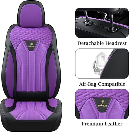 FLORICH Automotive Seat Covers, Seat Covers Full Set, Car Seat Protectors 5 Seats, Purple & Black Automotive Seat Covers Fit for Most Cars Trucks