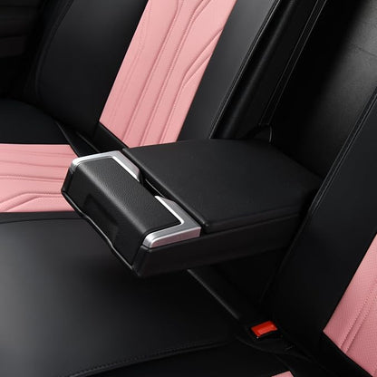 FLORICH Automotive Front Seat Covers for Cars, Waterproof Pink & Black Seat Covers, Leather Car Seat Covers 2 Pack, Universal Seat Protector for Most Cars Trucks SUV