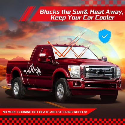 ARISMOTOR Windshield Sun Shade for Ford Super Duty F250 F350 F450 F550 2017-2025 2026, Custom Fit Foldable Front Window Sunshade Sun Visor Protector, Block UV Rays Keep Your Car Cooler