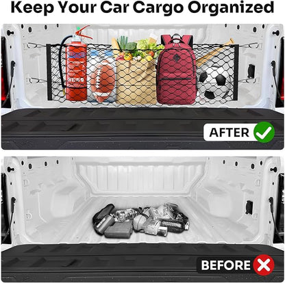 Canvcle Trunk Bed Cargo Net for 2023-2025 2026 Chevy Colorado & GMC Canyon Accessories Envelope Style Mesh Trunk Net Colorado Adjustable Elastic Nylon Rear Canyon Cargo Net with Hooks