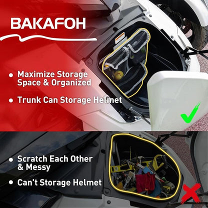 Front Trunk Organizer Frunk Tool Bag for Can Am Spyder F3 F3-L F3-S F3-T 2015+ Models - Removable 3 Mesh Pockets Storage Accessories(Gray Piping)