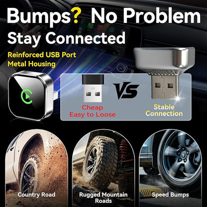 2026 Wireless CarPlay Adapter for iPhone&Android Auto, Bluetooth Plug&Play Converts Wired CarPlay/Android Auto to Wireless-Stable Connection for iPhone iOS 10+ & Android 11+ Phones