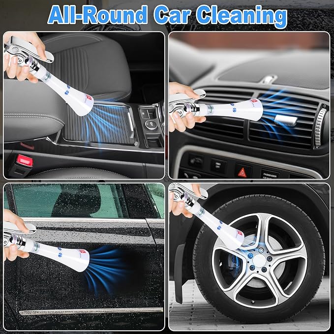 Upgraded Portable Car Cleaning Gun Detailing Interior Dry Air Blow Gun with Tapered Nozzle High Pressure Blower Cleaning Tool for Car Surfaces Quickly Blasts Dust, Works with Air Compressor