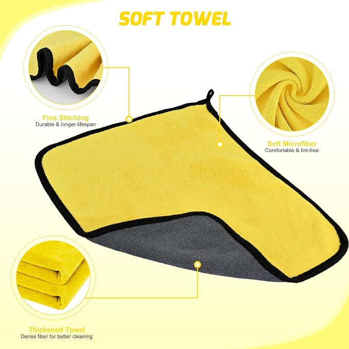 Nilight 27PCS Car Detailing Kit Auto Cleaning Tools Wash Set with Storage Carry Bag Home Use for Interior Exterior Deep Clean Polish Car Care Windshield Dashboard Seat Air Vents Wheels Tires, Yellow