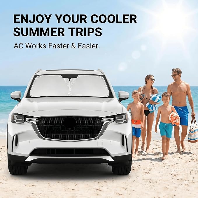 Windshield Sun Shade for Mazda CX-90 2024 2025 2026 Sunshade Front Window Shade Custom Fit CX90 Accessories Sun Visor Foldable Shade Blocks UV Rays Accessories
