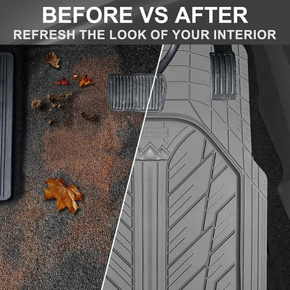 CAR PASS Heavy Rubber Car Floor Mats, Deep Waterproof Car Mats All Weather, Universal Trim-to Fit Automotive Floor Mats for Car SUV Truck Van, Durable Floor Liners (All Gray)