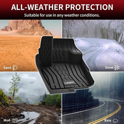 LASFIT Floor Mats for 2020-2017 Ford Fusion & Lincoln MKZ, Custom Fit Full Coverage All Weather TPE Floor Liners, Front & Rear Rows, Black