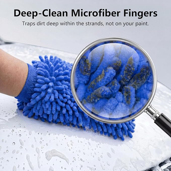 Car Wash Mitt,Detailing Ultra-Soft Chenille Microfiber Auto Gloves,Scratch-Free&Lint-Free,Safe for Trucks,SUVs, RVs&More