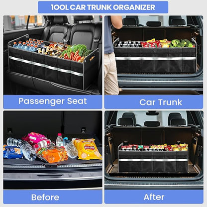 winhunt Car Trunk Organizer, Car Storage Organizer, Collapsible Multi Compartment for Car, Suv, Sedan, Truck, 100L, Extra Larger (Black, 100L)