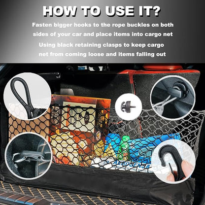 Envelope Style Cargo Net Compatible with Chevrolet Chevy Tahoe, GMC Yukon New 2026 2025 2024 2023 2022 2021 2020 2019 2018 2017 2016 2015 Trunk Car Rear Tailgate Touring Netting