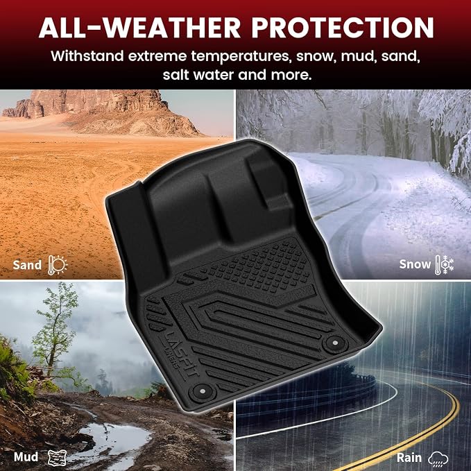 LASFIT Floor Mats & Cargo Mats for Volkswagen Taos 2022-2026(Only Fit FWD), All Weather TPE Custom Fit Floor Liners for VW Taos Accessories 1st & 2nd Row Car Mats & Trunk Mats, Easy to Clean, Black