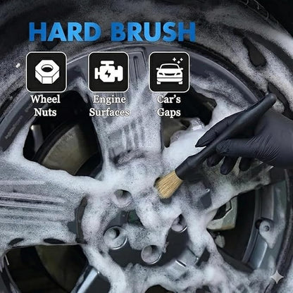 Premium Car Detailing Brush Set - Professional 3 Pack Kit Detail Brushes with Soft Boars Hair Bristles for Auto Interior & Exterior - for Cleaning Leather Seats, Air Vents, Wheels & Emblems