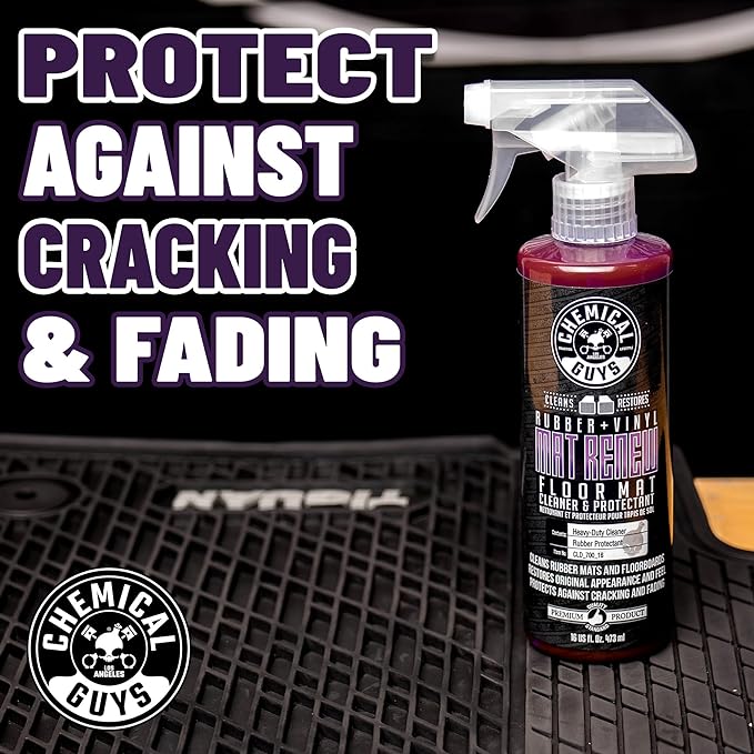 Chemical Guys Mat Renew Rubber and Vinyl Car Floor Mat Cleaner & Protectant - Cleans & Restores Rubber Liners, Running Boards, Safe for Cars, Trucks, SUVs, and More - 16 oz