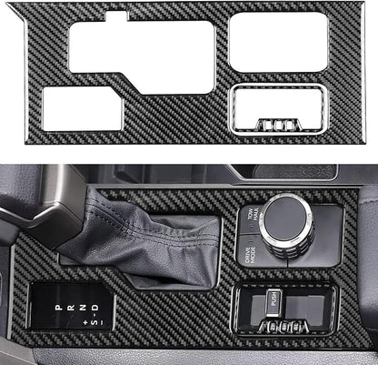 NVCNX Real Premium Carbon Fiber for Toyota Tundra 2022-2026 / Sequoia 2023-2026 2024 2025 Car Center Console Gear Shift Panel Cover Interior Trim Accessories Overlay Sticker 2PCs for Four Wheel Drive