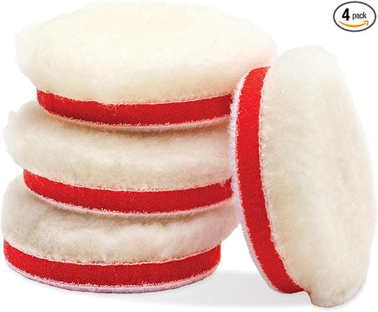 Griot's Garage BOSS Knitted Wool Pads for Car Detailing, Polishing and Paint Correction, Buffing Pads Compatible with BOSS Creams, 2”, Set of 4