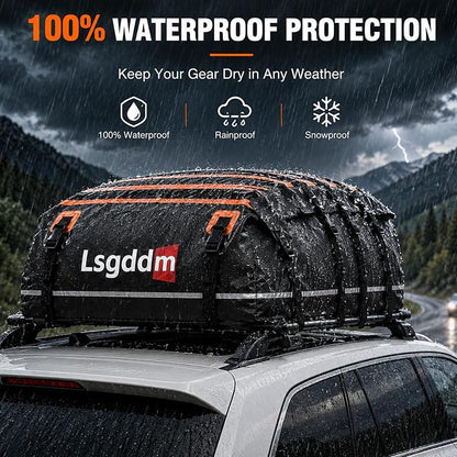 Car Roof Cargo Carrier 15/21 Cubic Feet – Extra Storage for Travel, Waterproof Rooftop Bag, Fits All Vehicles with or Without Roof Rack (21 Cu Ft)