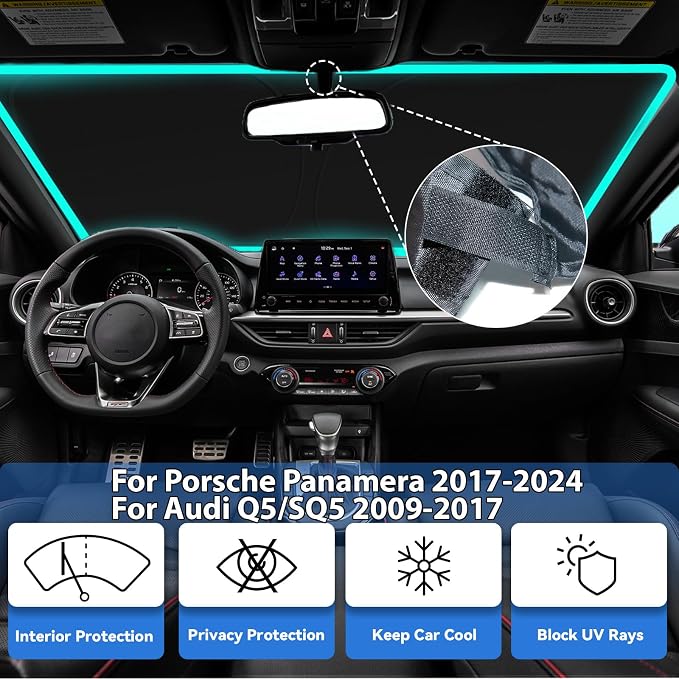Sun Shade for Audi Q5/SQ5 2009-2017, for Porsche Panamera 2017-2024 | Front Window Sun Visor Protector & Heat Shield, 240T Sunshade Protection Blocks UV Rays, Car Accessories