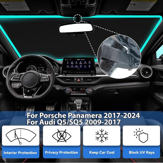 Sun Shade for Audi Q5/SQ5 2009-2017, for Porsche Panamera 2017-2024 | Front Window Sun Visor Protector & Heat Shield, 240T Sunshade Protection Blocks UV Rays, Car Accessories