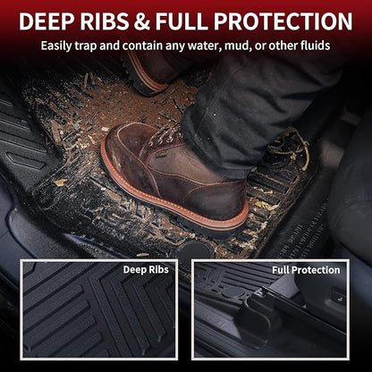 LASFIT Floor Mats for Toyota Tacoma 2024 2025 2026 Double Cab Auto Tran (Not fit Hybrid) All Weather Floor Liner for Tacoma TRD/SR/SR5/limited TPE Custom Fit Car Mats Front&Rear 2 Row Mats