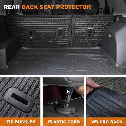 KUST Floor Mats for 2022-2026 Jeep Grand Cherokee Accessories 5 Seats (Include 4XE, Not for WK & L), All Weather Floor Liners & Cargo Trunk Mat & Rear Backrest Mats, TPE Rubber, Raised Edge
