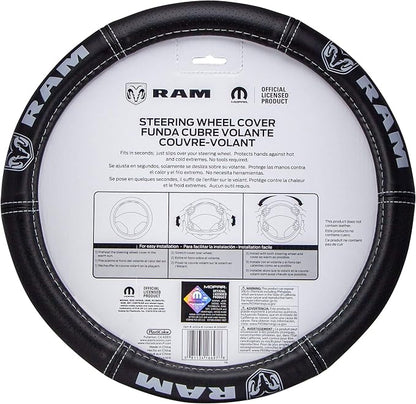 Plasticolor 006697R25 Ram Deluxe Elite Steering Wheel Cover - Gray Logo