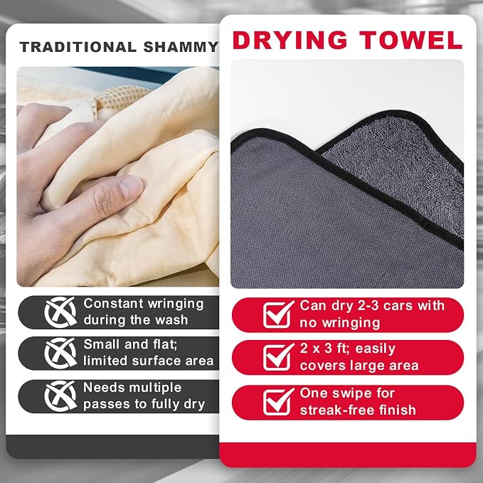 Microfiber Cleaning Cloth, 36"x 24" Extra Large Microfiber Towels, Ultra Absorbent Car Washing Towels, Reusable Lint Free Streak Free Cleaning Rags for Car, Kitchen, and Window, 1300 Washes