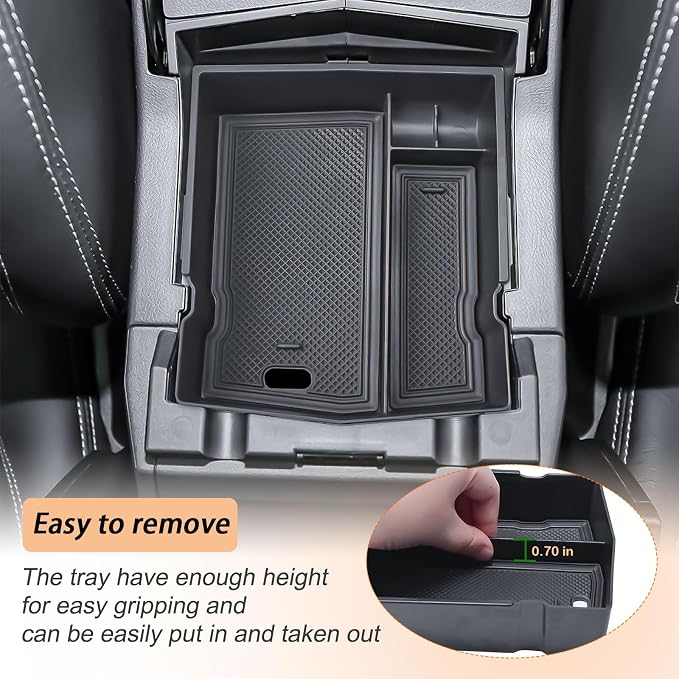 TACORBO Center Console Organizer Compatible with Subaru Forester 2019 2020 2021 2022 2023 2024 Accessories,Armrest Secondary Storage Box ABS Insert Glove Box Tray, Black Trim