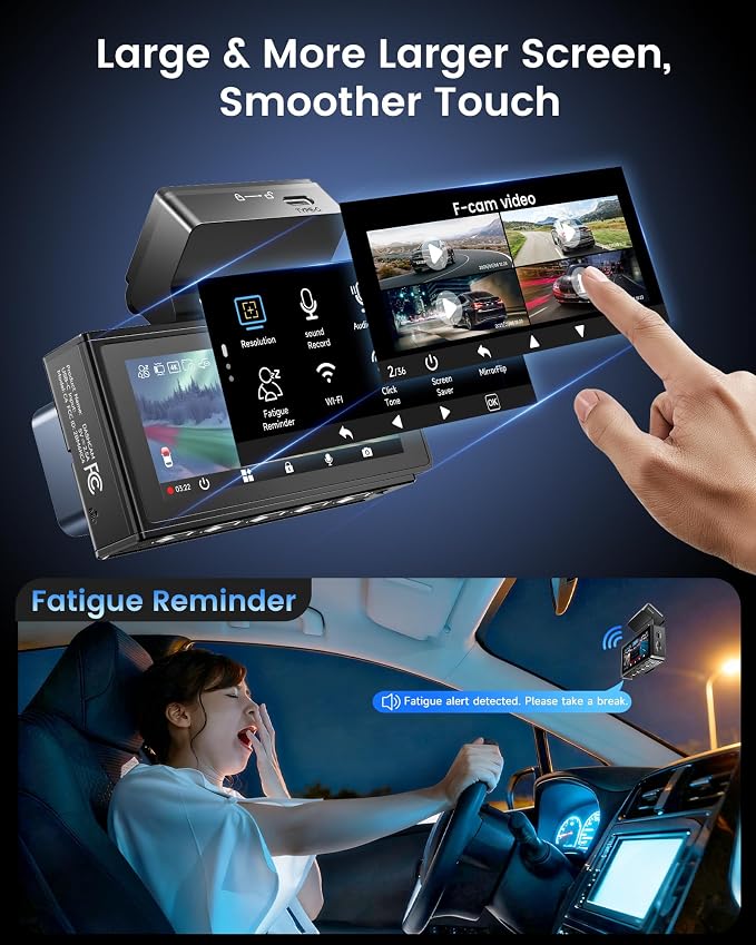 Dash Cam Front and Rear - Sarmert C4 Dual 4K Built-in GPS and 5G WiFi, Free 128GB Card Included, HDR Night Vision, WDR, 4K UHD Dash Camera for Cars, App, 24H Parking Mode