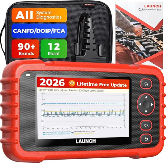 Launch Scanner CRP129X Plus OBD2 Scanner Diagnostic Tool, All System Car Scanner, 12 Reset Injector Coding/Throttle/SAS/Oil/EPB/BMS/TPMS Reset Scan Tool, FCA SGW, CANFD&DoIP, Free Update