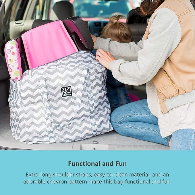 J.L. Childress Go-Go Travel Bag for Kids Backless Booster Seat-Compact Carrier for Airplane & Air Travel,For_Toddler Backless Booster Car Seats,Fits Compact Strollers like GB Pocket-Chevron(Pack of 6)