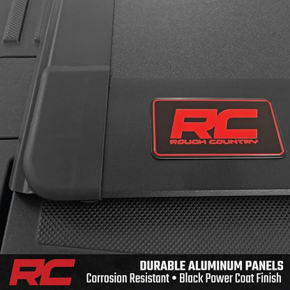 Rough Country Hard Flip-Up Truck Bed Tonneau Cover for Ford F-150 (2015-2020) - Flush Folding Aluminum Bed Cover