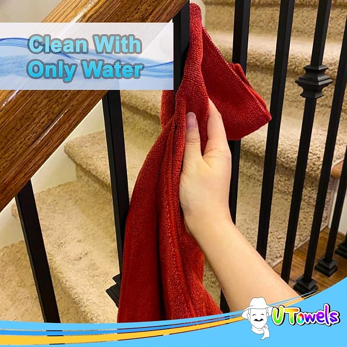 Cleaning Cloth Towels - Large 27" x 16" Microfiber Rags - Highly Absorbent, Lint Free Streak Free for House, Kitchen, Car, Window Detailing Reusable Shop Towels (6-Pack, Burgundy)