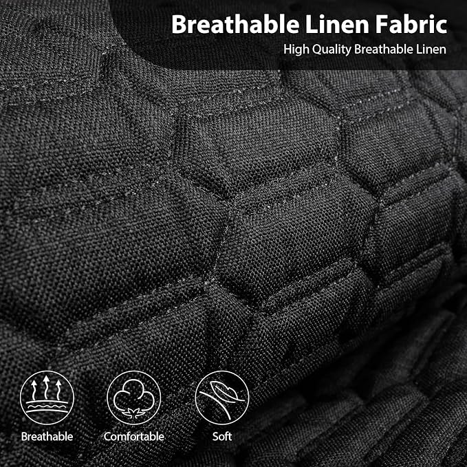 CAR PASS 3D Foam Linen Leather Car Seat Covers Front Seats,Piping Quilting Water Resistant Linen Front Seat Covers for Car,Universal Fit for SUV Truck Sedan Automotive,Armrest Airbag Compatible,Black
